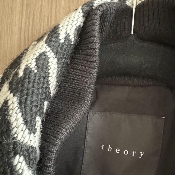 Theory Sz L Black & White Houndstooth Car Coat Like New - Picture 7 of 7